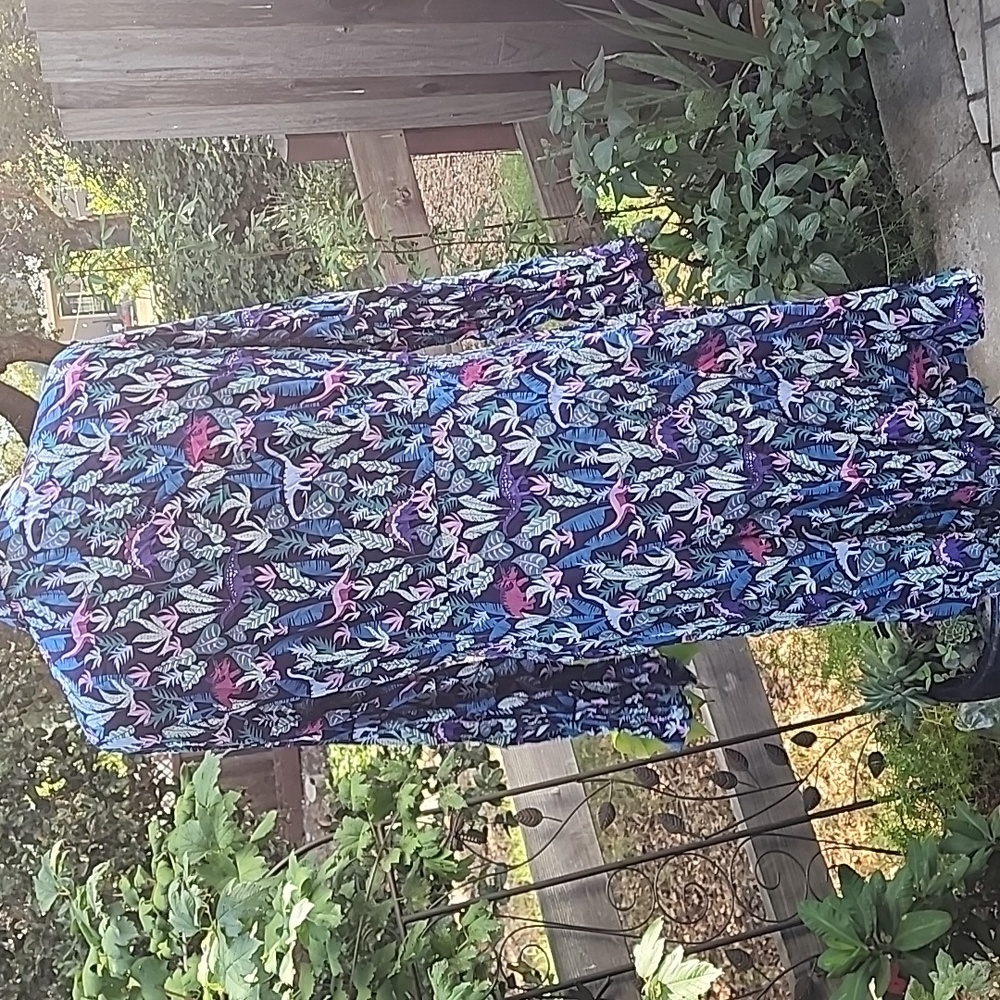 Floral Blue and Purple Women's Dress - Picture 5 of 9